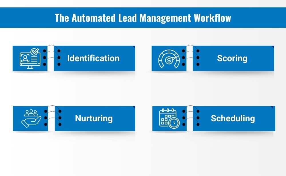 automated lead management workflow, emphasizing the efficiency and organization of lead handling processes.